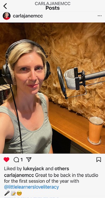 Voice artist Carla Jane McC recording at YES AUDIO
